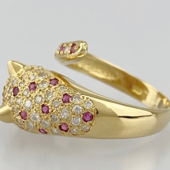 18K Ruby and Natural Diamond Serpenti Ring Authenticity Guaranteed - Picture 6 of 8